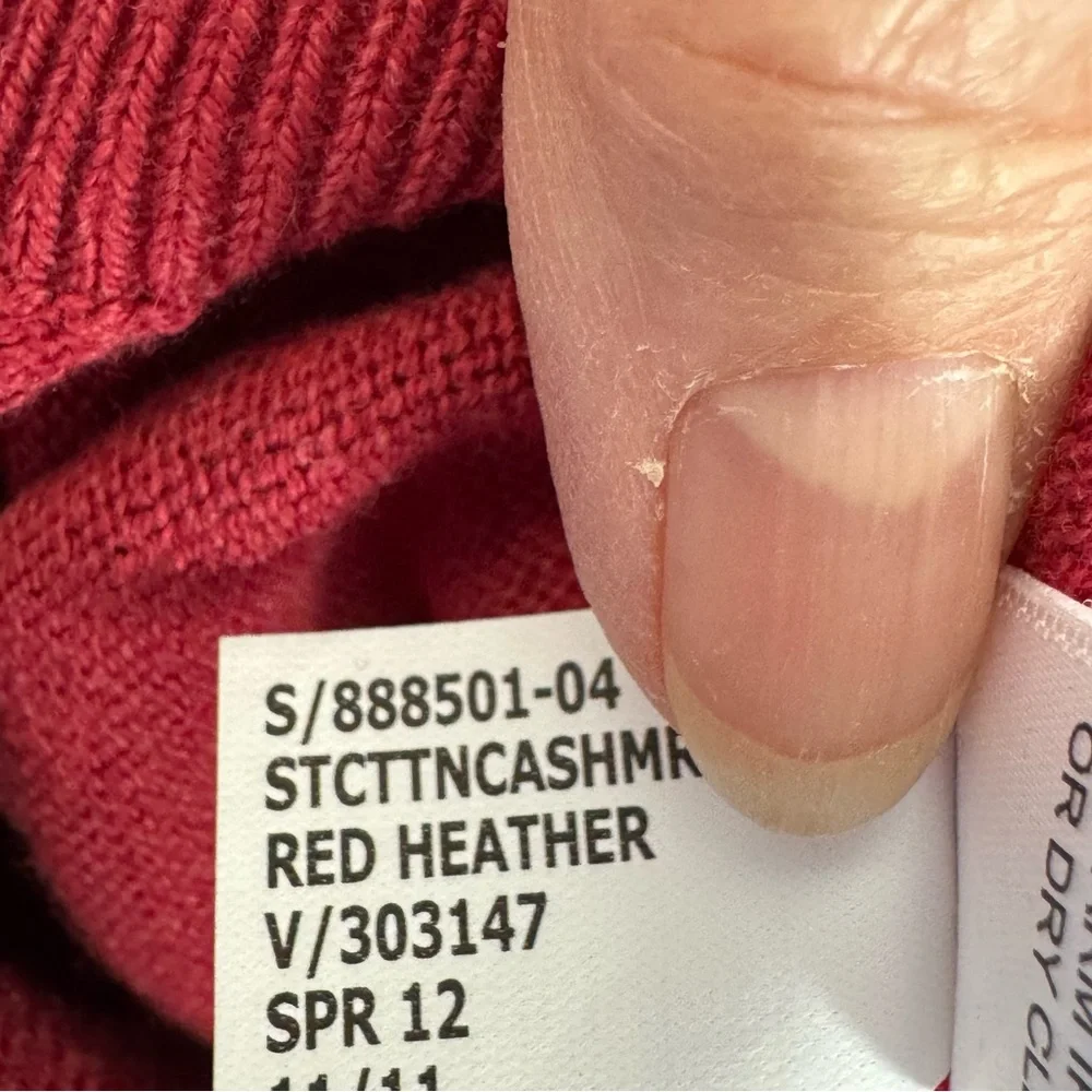 Men’s Banana Republic Dize Large “Red Heather” Cotton/Cashmere V-Neck Sweater